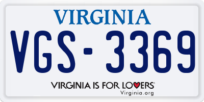 VA license plate VGS3369