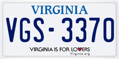 VA license plate VGS3370
