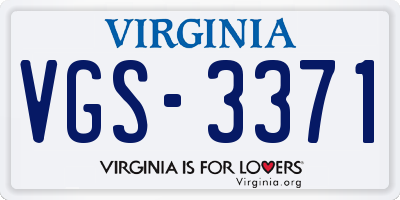 VA license plate VGS3371