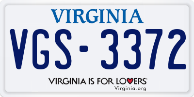 VA license plate VGS3372