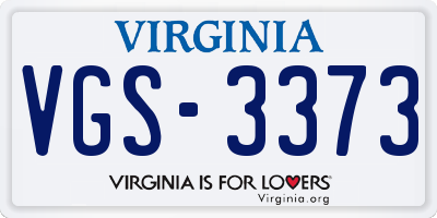 VA license plate VGS3373