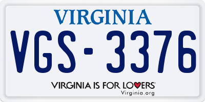 VA license plate VGS3376