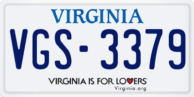 VA license plate VGS3379
