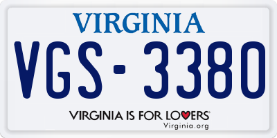 VA license plate VGS3380