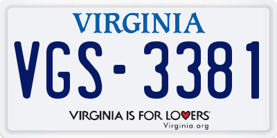 VA license plate VGS3381
