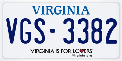 VA license plate VGS3382