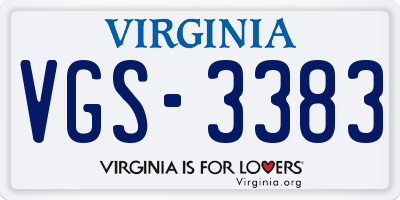 VA license plate VGS3383