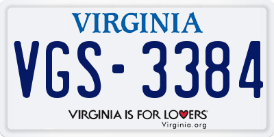 VA license plate VGS3384