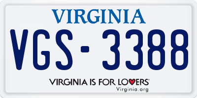 VA license plate VGS3388