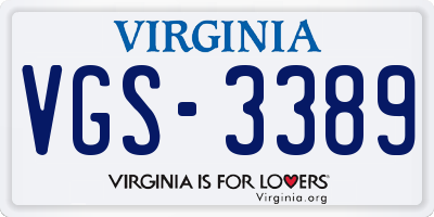 VA license plate VGS3389