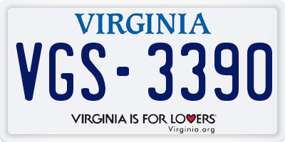 VA license plate VGS3390