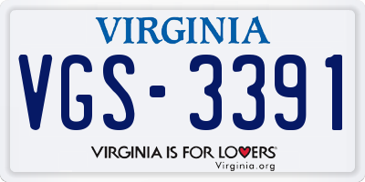 VA license plate VGS3391