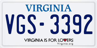VA license plate VGS3392