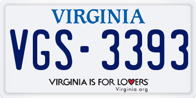 VA license plate VGS3393