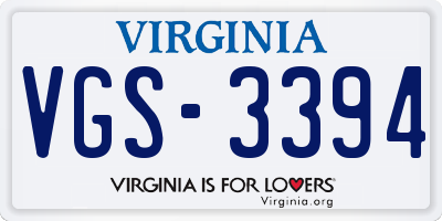VA license plate VGS3394