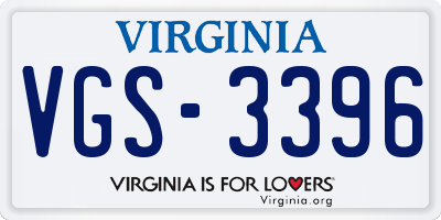 VA license plate VGS3396