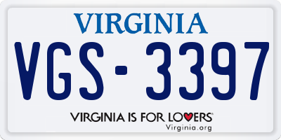 VA license plate VGS3397