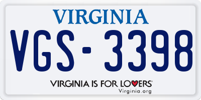 VA license plate VGS3398
