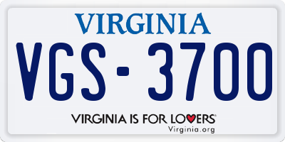 VA license plate VGS3700