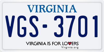 VA license plate VGS3701