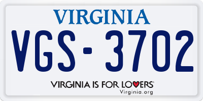 VA license plate VGS3702