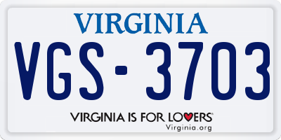 VA license plate VGS3703