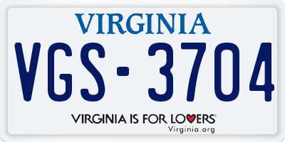 VA license plate VGS3704