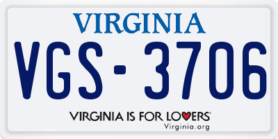 VA license plate VGS3706