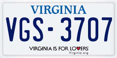 VA license plate VGS3707