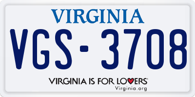 VA license plate VGS3708