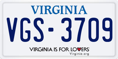 VA license plate VGS3709