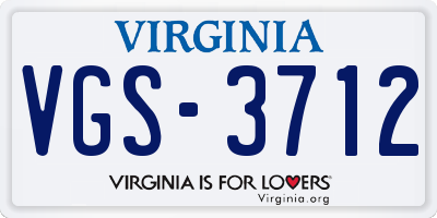 VA license plate VGS3712