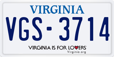 VA license plate VGS3714