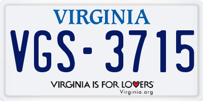 VA license plate VGS3715