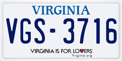 VA license plate VGS3716