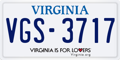 VA license plate VGS3717