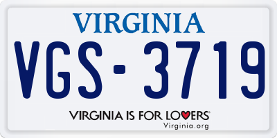 VA license plate VGS3719