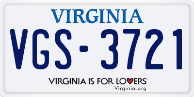 VA license plate VGS3721