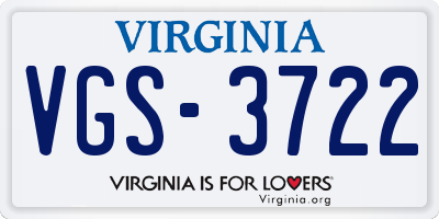 VA license plate VGS3722