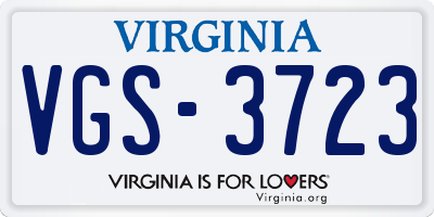 VA license plate VGS3723