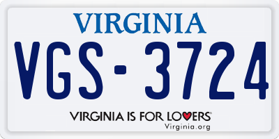 VA license plate VGS3724