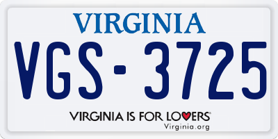 VA license plate VGS3725