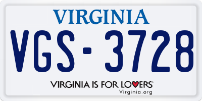 VA license plate VGS3728