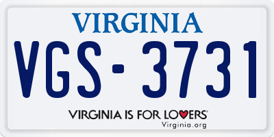 VA license plate VGS3731