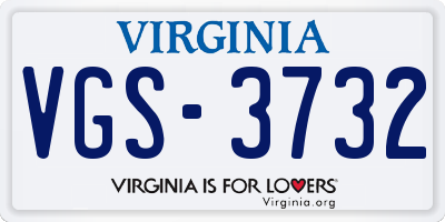VA license plate VGS3732