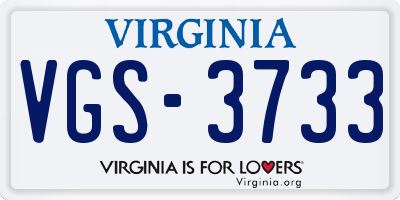 VA license plate VGS3733