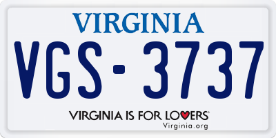 VA license plate VGS3737