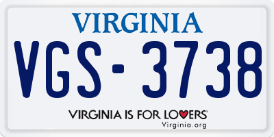 VA license plate VGS3738