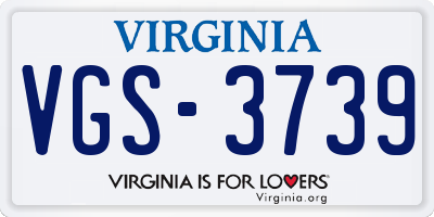 VA license plate VGS3739
