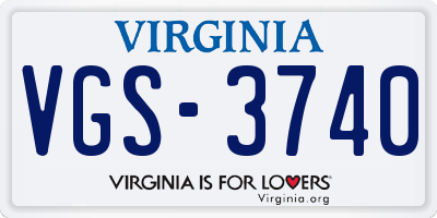 VA license plate VGS3740